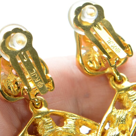 Kenneth Jay Lane KJL Crystal Drop Clip Earrings - Picture 5 of 9